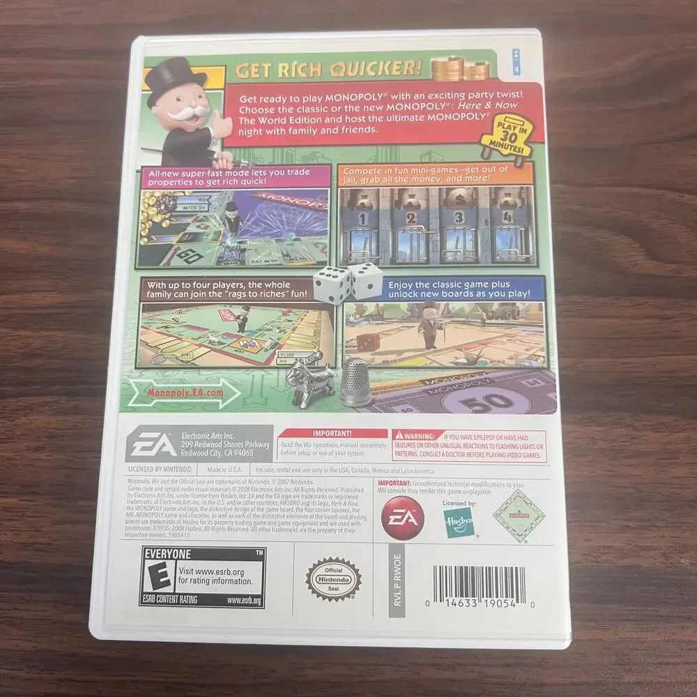 Wii Lot of 4 Video Games Monopoly Backyard Football Pictionary Toy Story CIB